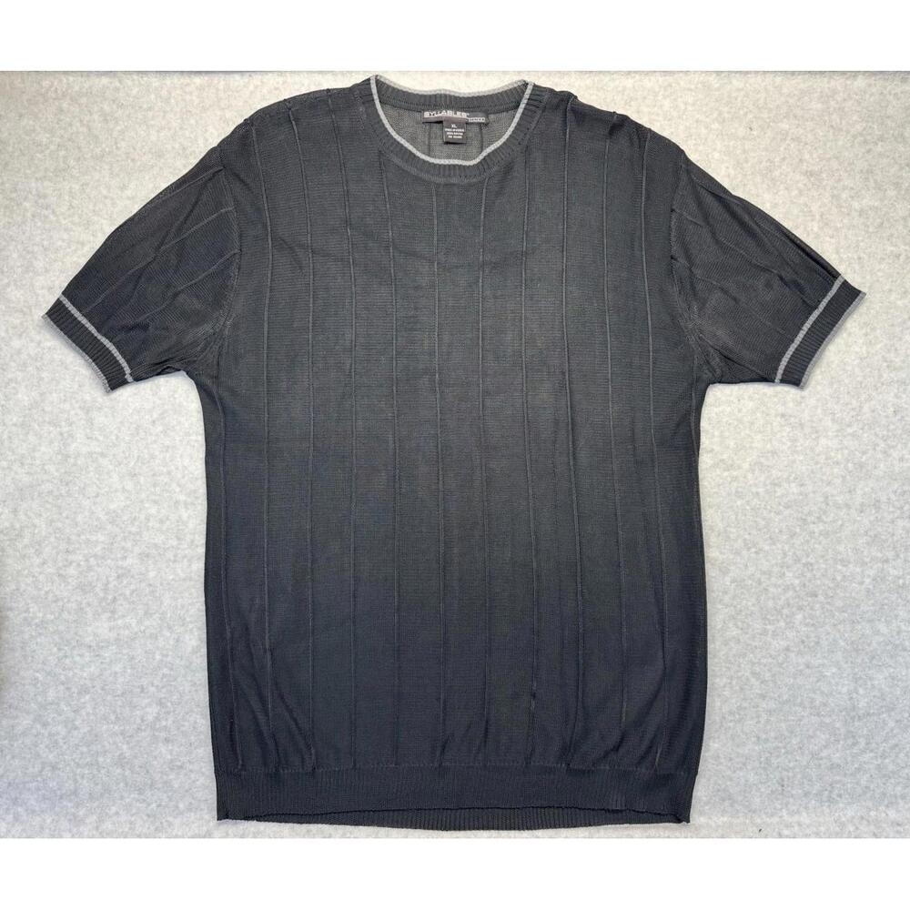 Syllables Sheer Mesh Body Con Men’s Black XL Shirt Coachella Party Festival